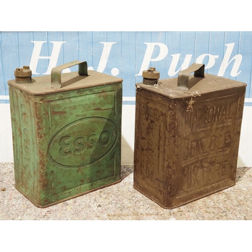 151 - 2 Gallon fuel cans Esso and National Benzole Mixture