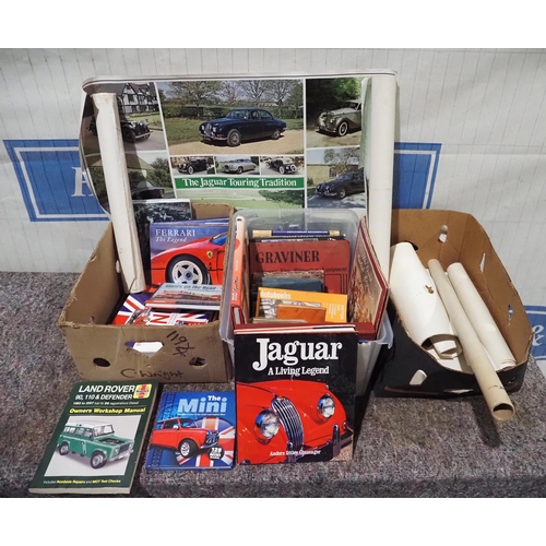 153 - Assorted car books and posters