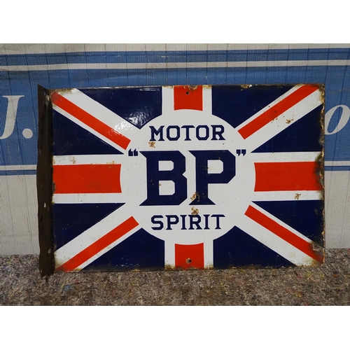 166 - Double sided post mounted enamel sign - BP Motor Spirit 16