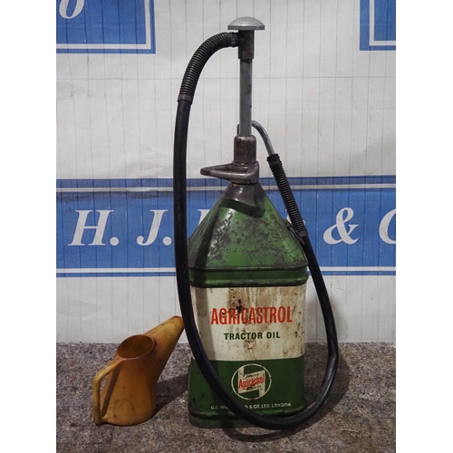 168 - Agricastrol 5 gallon oil can with dispenser