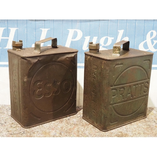 186 - 2 Gallon fuel cans - Esso and Pratts