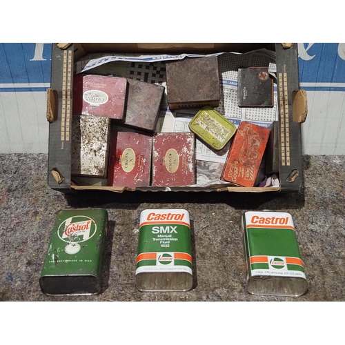 190 - Assorted vintage tins to include Castrol