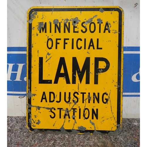 35 - Metal sign - Minnesota Official Lamp Adjusting Station 24