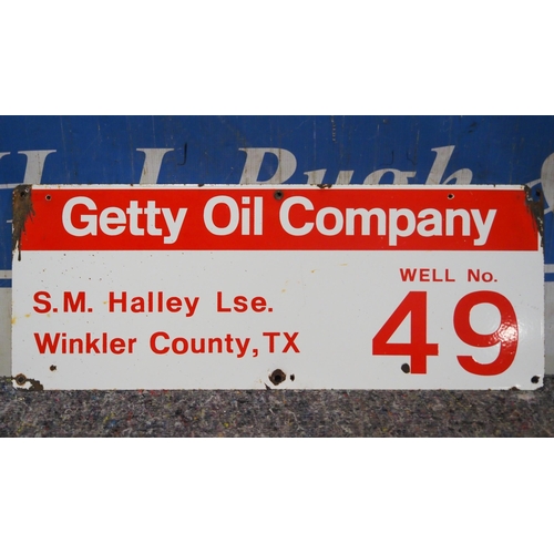 42 - Modern Enamel sign - Getty oil company 10x26