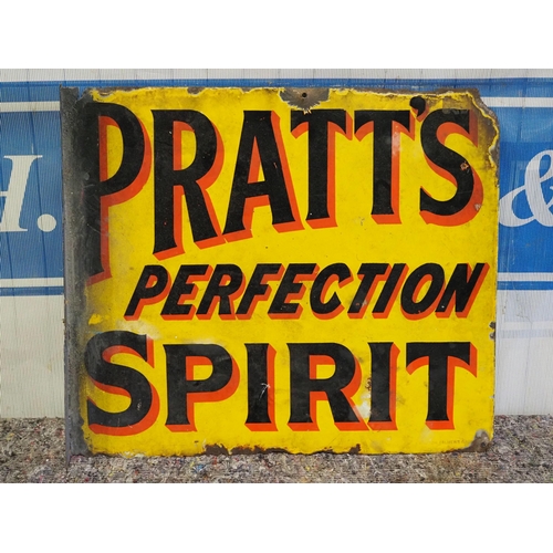 63 - Double sided post mounted enamel sign - Pratts Perfection Spirit 18