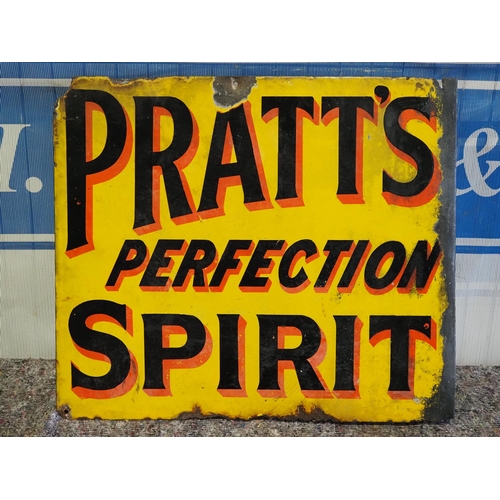 63 - Double sided post mounted enamel sign - Pratts Perfection Spirit 18