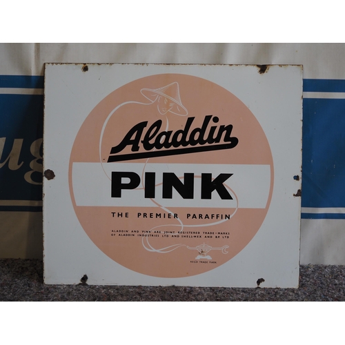 208 - Enamel sign - Aladdin pink paraffin 16½