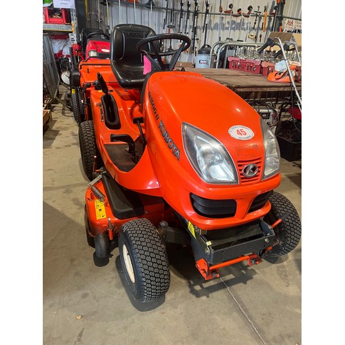 45 - Kubota GR1600 ride on. Starts and runs. Key in office