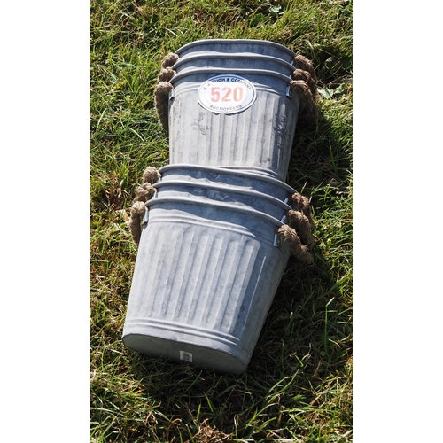 520 - Small galvanised bucket planters  - 6