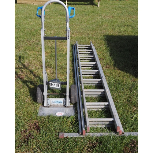 672 - Roofing ladder and sack truck