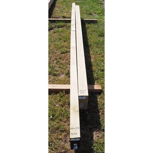 1075 - Oak beams 3.62m and 2.96m x95x215 - 2