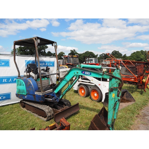 1528 - Ihimer 1.6 NXT mini digger, 2005. With 2 buckets, 2 speed tracking. Hammer lines running and digging