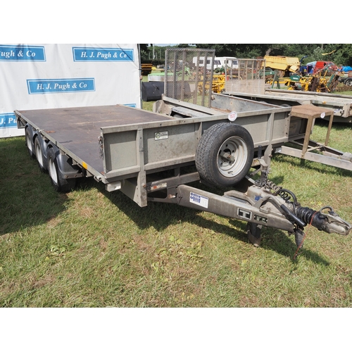 1577 - Ifor Williams LM146G 14ft tri axle flatbed trailer with headboard. S/No. M5189078