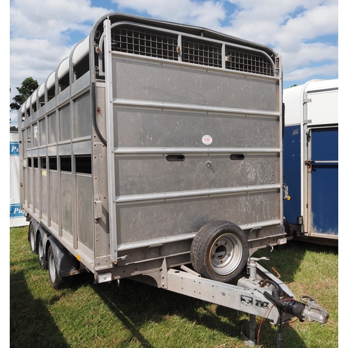 1580 - Ifor Williams DP120S3 14ft livestock trailer with decks and gates. S/No. G0684789