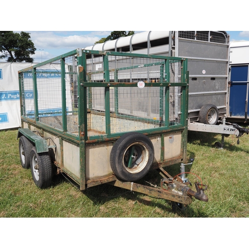 1581 - Tandem axle car trailer with mesh sides, new tyres fitted. 3.5 ton capacity