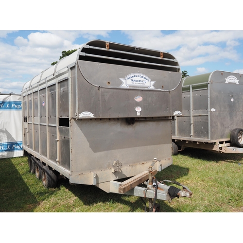 1592 - Graham Edwards 12ft tri axle livestock trailer with decks and partitions