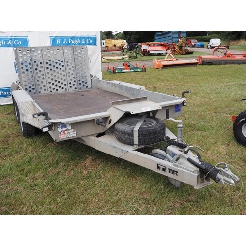 1504 - Ifor Williams GH126BT 12ft plant trailer with LED lights and spare wheel. S/No. N5208198