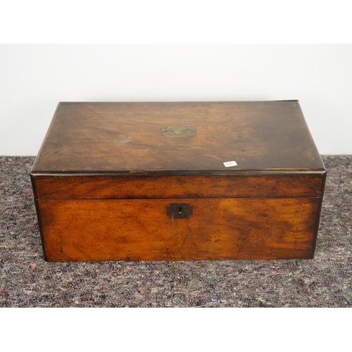 71 - Mahogany writing slope with leather top and inkwells