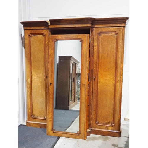 478 - Burr walnut breakfront wardrobe H87