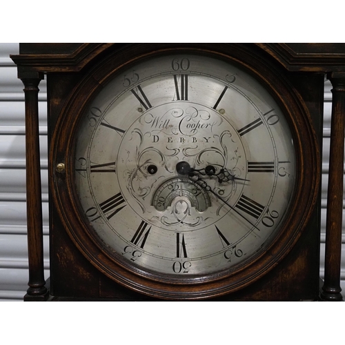 480 - Oak long cased clock by Will Cooper Derby H76