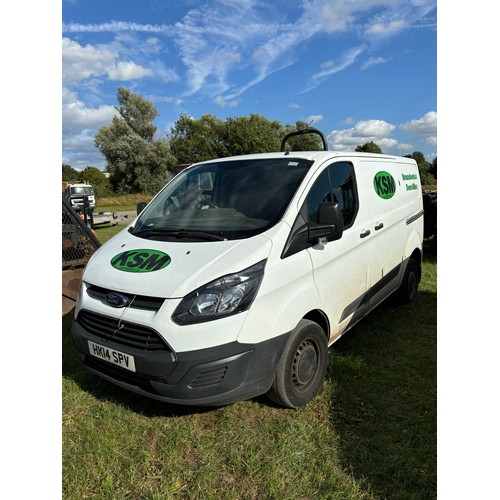 1550 - Ford Transit Custom. Runs and drives. Showing 145,135 miles.
Reg HK14 SPV. Key in office