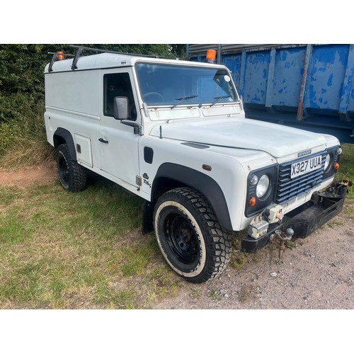 1566C - Land Rover Defender 110 TD5. MOT until 21/12/24. Reg. X327 UUA. V5 in office. Manual and keys in off... 