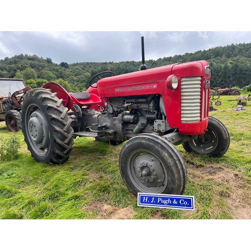 Massey Ferguson 65 tractor. Runs. SN- 500250. 3642 hours showing. Reg 991 YUG.