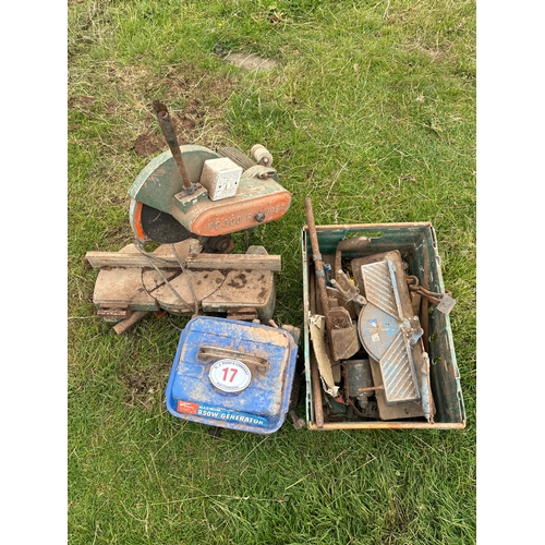 17 - Metal saw, generator and tools