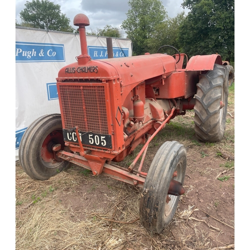 304 - Allis Chalmers A tractor. Good order, one owner. Winch and PTO. Reg. CCJ 505. Old buff logbook in of... 