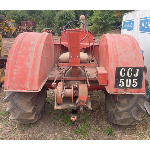 304 - Allis Chalmers A tractor. Good order, one owner. Winch and PTO. Reg. CCJ 505. Old buff logbook in of... 