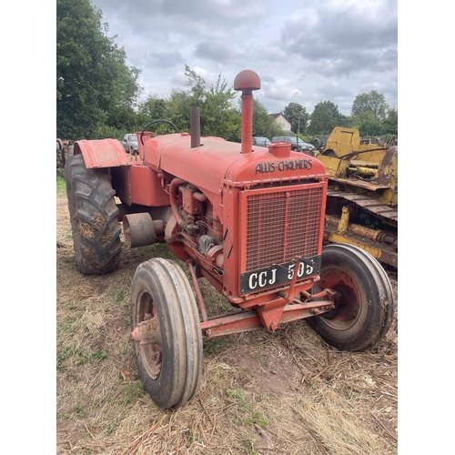 304 - Allis Chalmers A tractor. Good order, one owner. Winch and PTO. Reg. CCJ 505. Old buff logbook in of... 