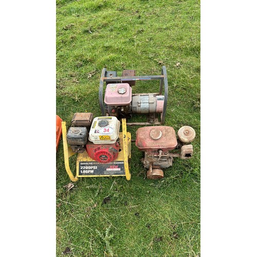 34 - Petrol generator, pressure washer and engine spares