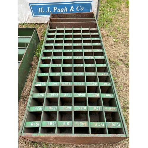 104 - Metal pigeon hole shelving 8 x 3ft