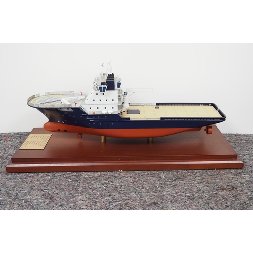 13 - Panocean (Aust) PTY Ltd field maintenance vessel model on display board. Comes with glass case but n... 