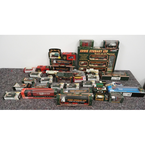 22 - Quantity of assorted model lorries to include Corgi Eddie Stobart Ltd truck set and playmat