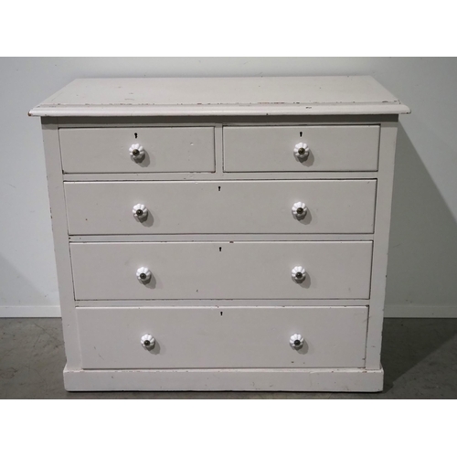 508 - Painted chest of 2 short and 3 long drawers H36½