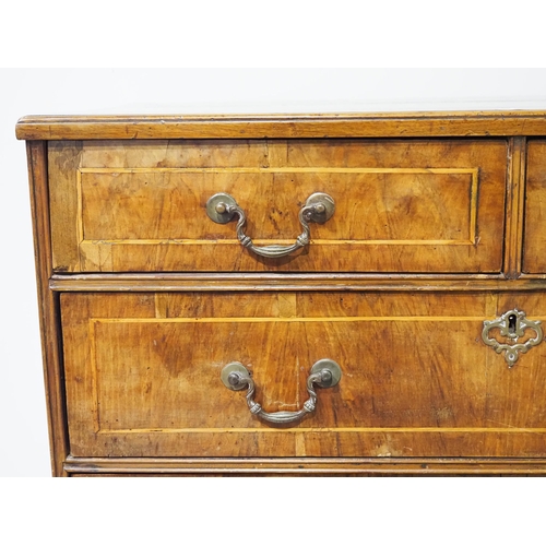 515 - 19th Century mahogany chest of 2 short and 3 long graduated drawers with satin wood stringing H34