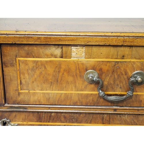 515 - 19th Century mahogany chest of 2 short and 3 long graduated drawers with satin wood stringing H34