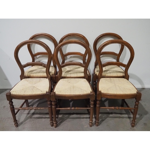 524 - Set of 6 hoop back chairs with rush seats