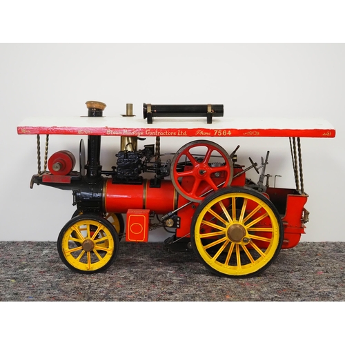 1 - Live steam traction engine with copper silver soldered boiler, coal fired with usual fittings, press... 