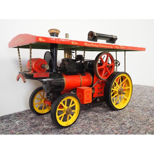 1 - Live steam traction engine with copper silver soldered boiler, coal fired with usual fittings, press... 