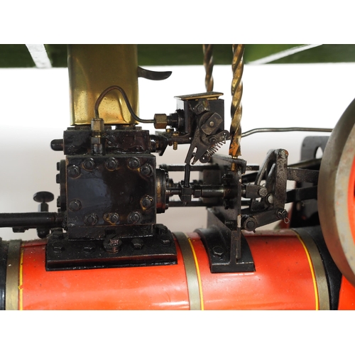 1 - Live steam traction engine with copper silver soldered boiler, coal fired with usual fittings, press... 