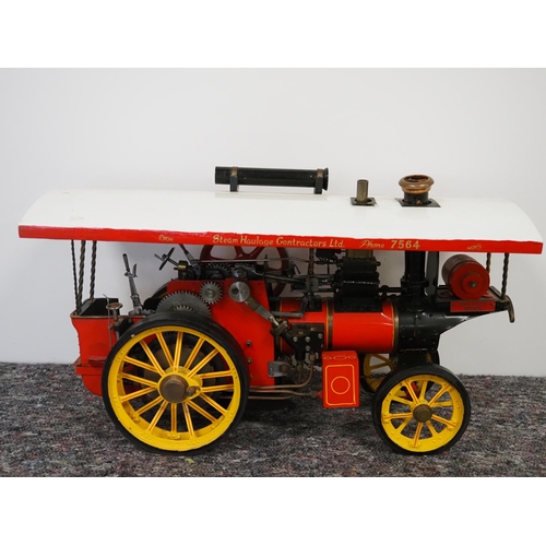 1 - Live steam traction engine with copper silver soldered boiler, coal fired with usual fittings, press... 