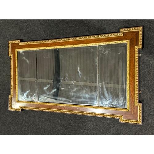 464 - Mahogany and gilt over mantle triple mirror 30