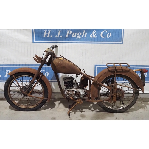 128 - BSA Bantam D1 motorcycle project. 1951. 125cc
Comes with original buff logbook.
Reg. ETK 432