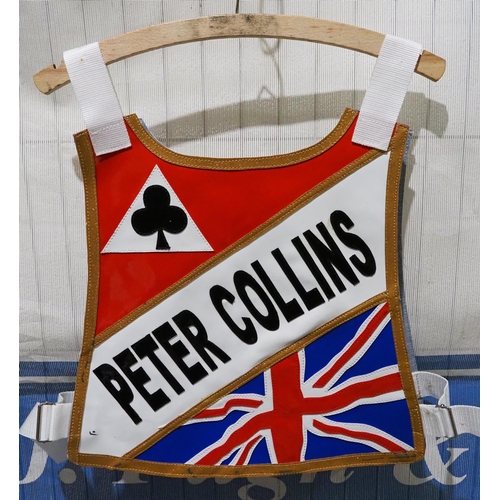 167 - A Peter Collins speedway race vest. Belle Vue Aces and Great Britain