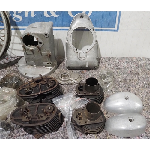 179 - Douglas Dragonfly air cooled cylinder heads, barrels, alloy head covers, front engine casing, assort... 