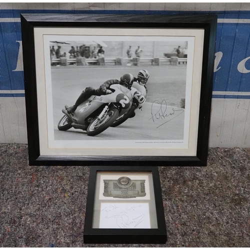 181 - Framed print of Phil Read, signed by the rider and 1960 Clubmans Award given to Phil Read and signed... 