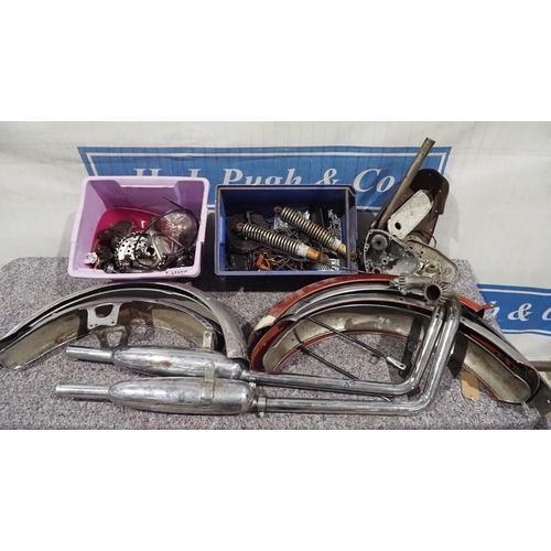 619 - Triumph exhaust parts, mudguards and other parts