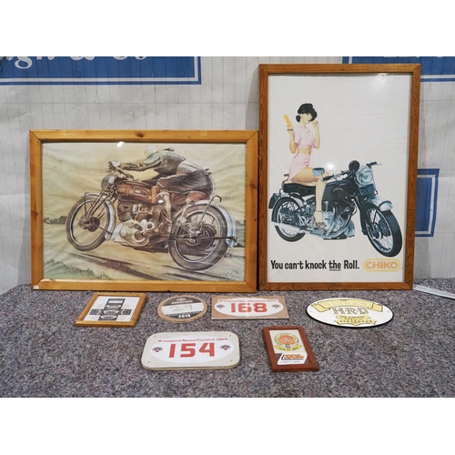 623 - Framed Vincent posters and assorted Vincent plaques and signs